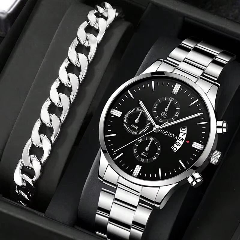 Montre Homme de Luxe avec Calendrier + Bracelet Élégant