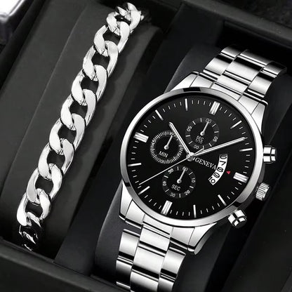 Montre Homme de Luxe avec Calendrier + Bracelet Élégant